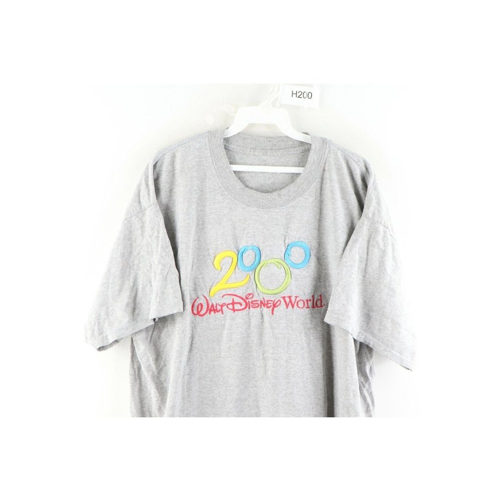 Vintage Disney Mens XL 2000 Walt Disney World Spell Out Distressed T-Shirt Gray - Picture 2 of 8